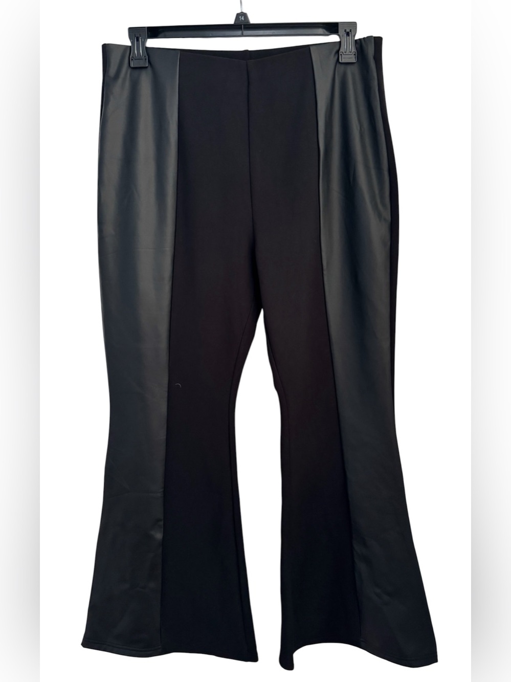 AQ Sports Faux Leather Panel Flare Pants, Size 2X - NWT